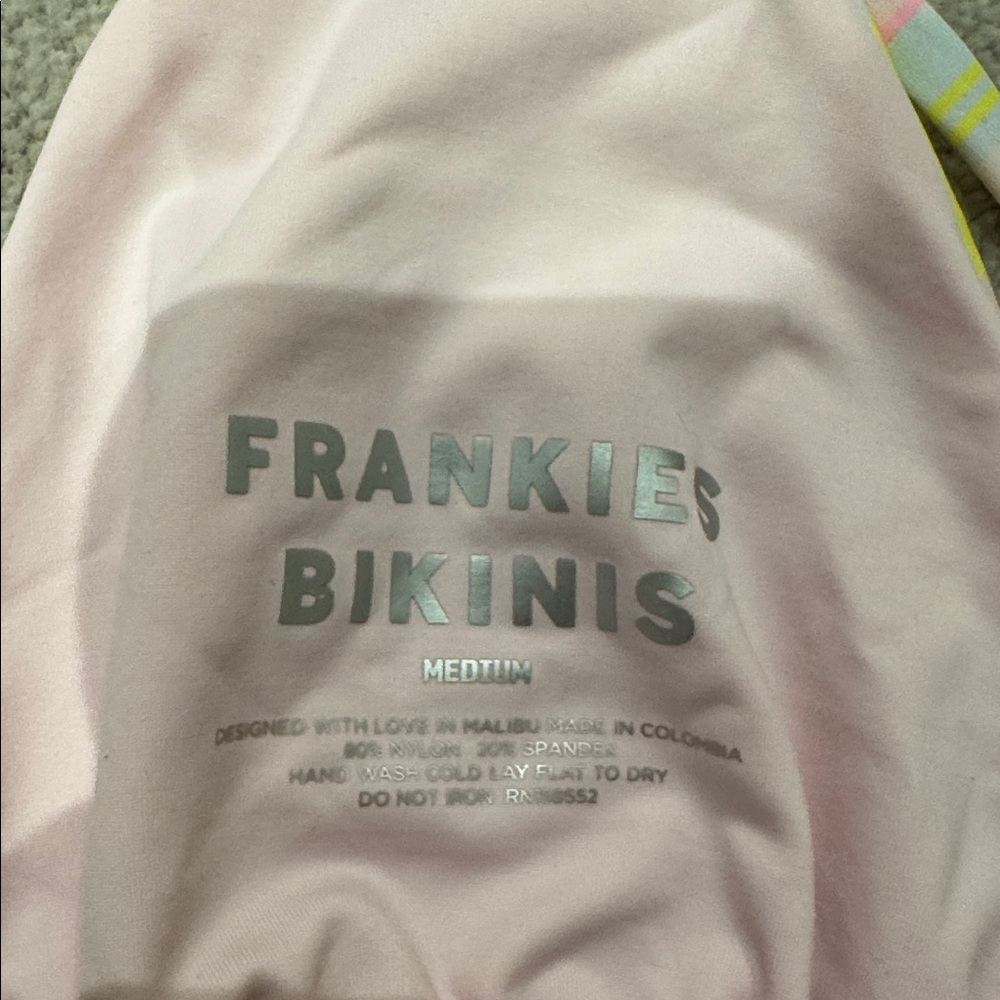 Frankie's Bikinis Tatum Triangle String Top in Summer Stripe - Picture 5 of 6